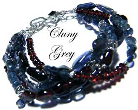 garnets and sterling silver enhance this iolite bracelet